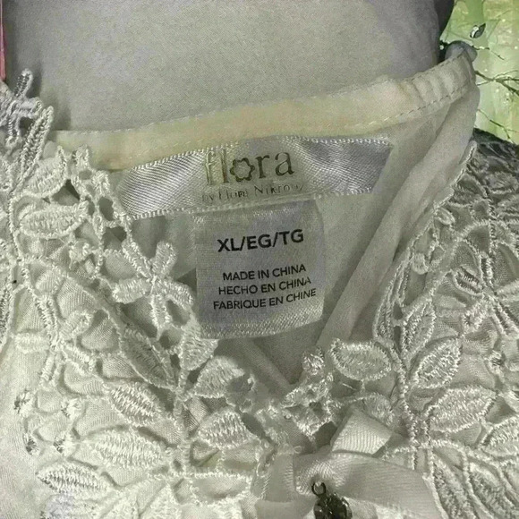 Y2K White Mesh/Satin White Mini Slip Dress By Flora Size XL - Picture 9 of 11